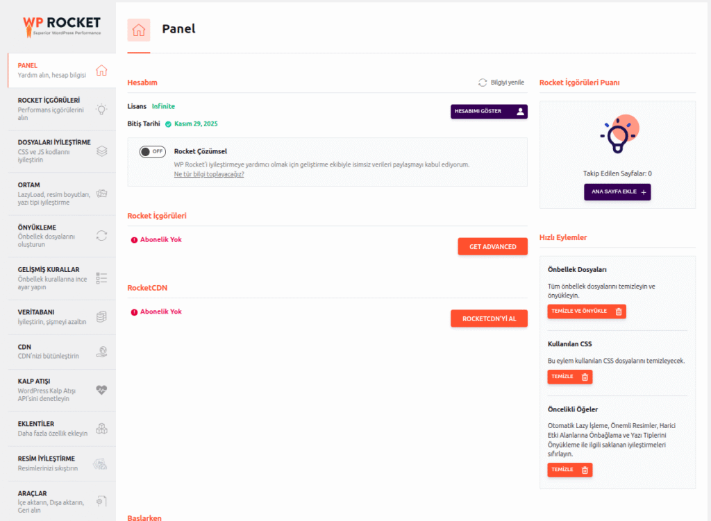 wp rocket pro özellikleri